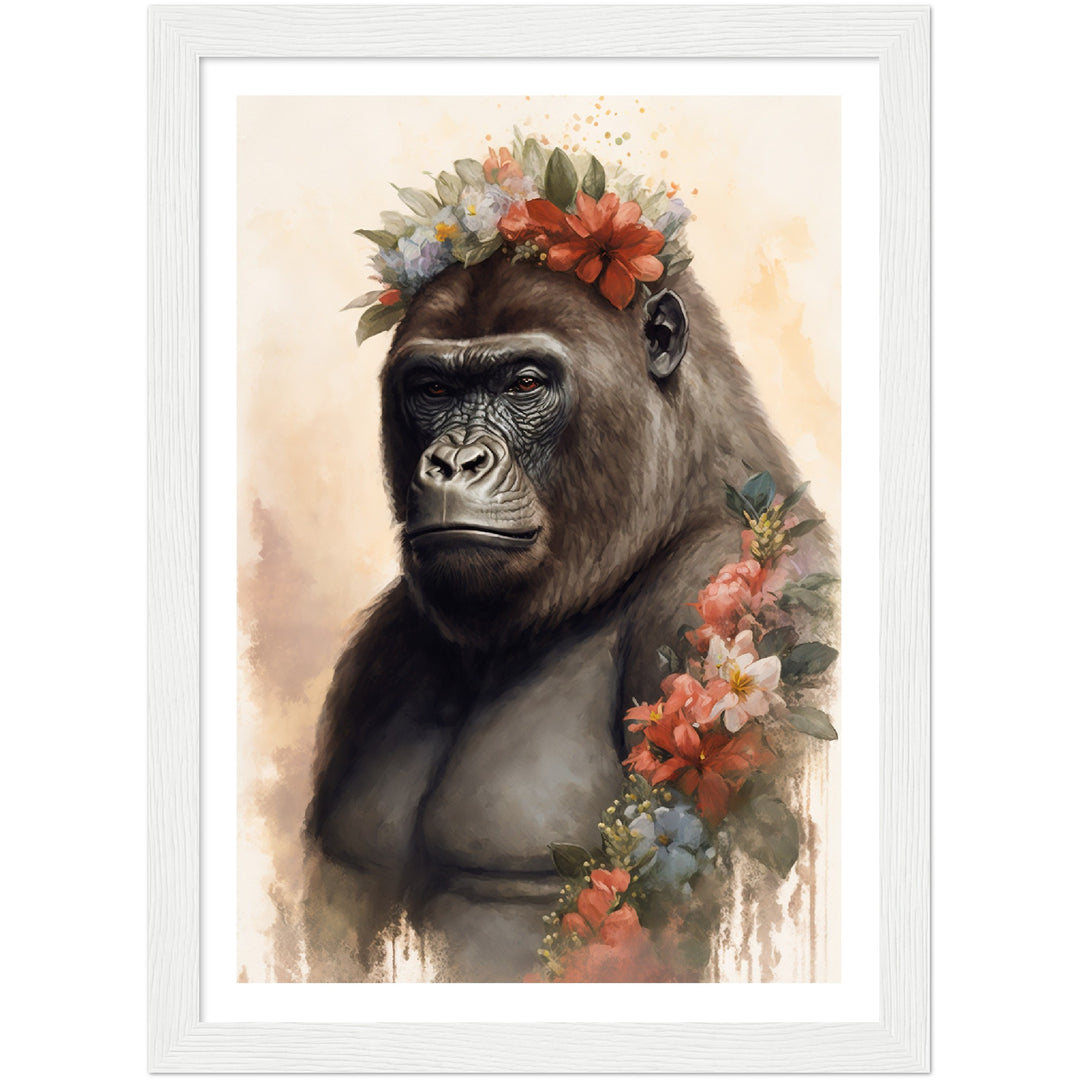 Flower Crowned Gorilla Wall Art Print