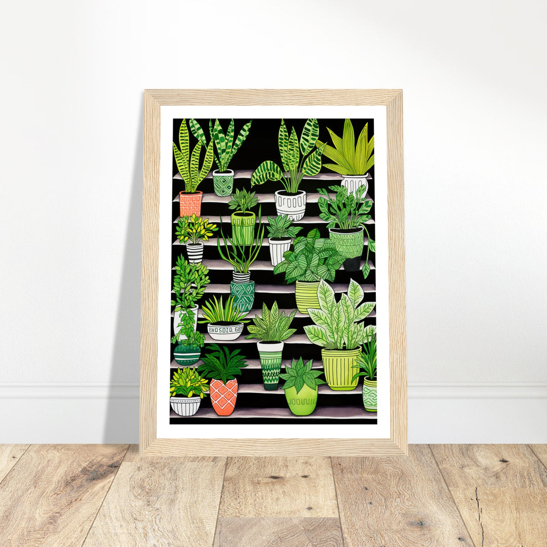 Vibrant Contrasting Potted House Plants Wall Art Print