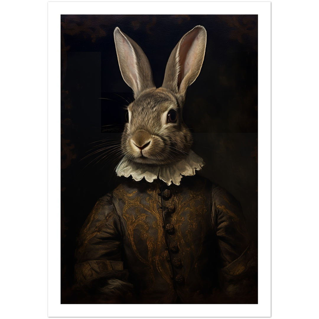 Vintage Tudor Rabbit Portraiture Wall Art Print