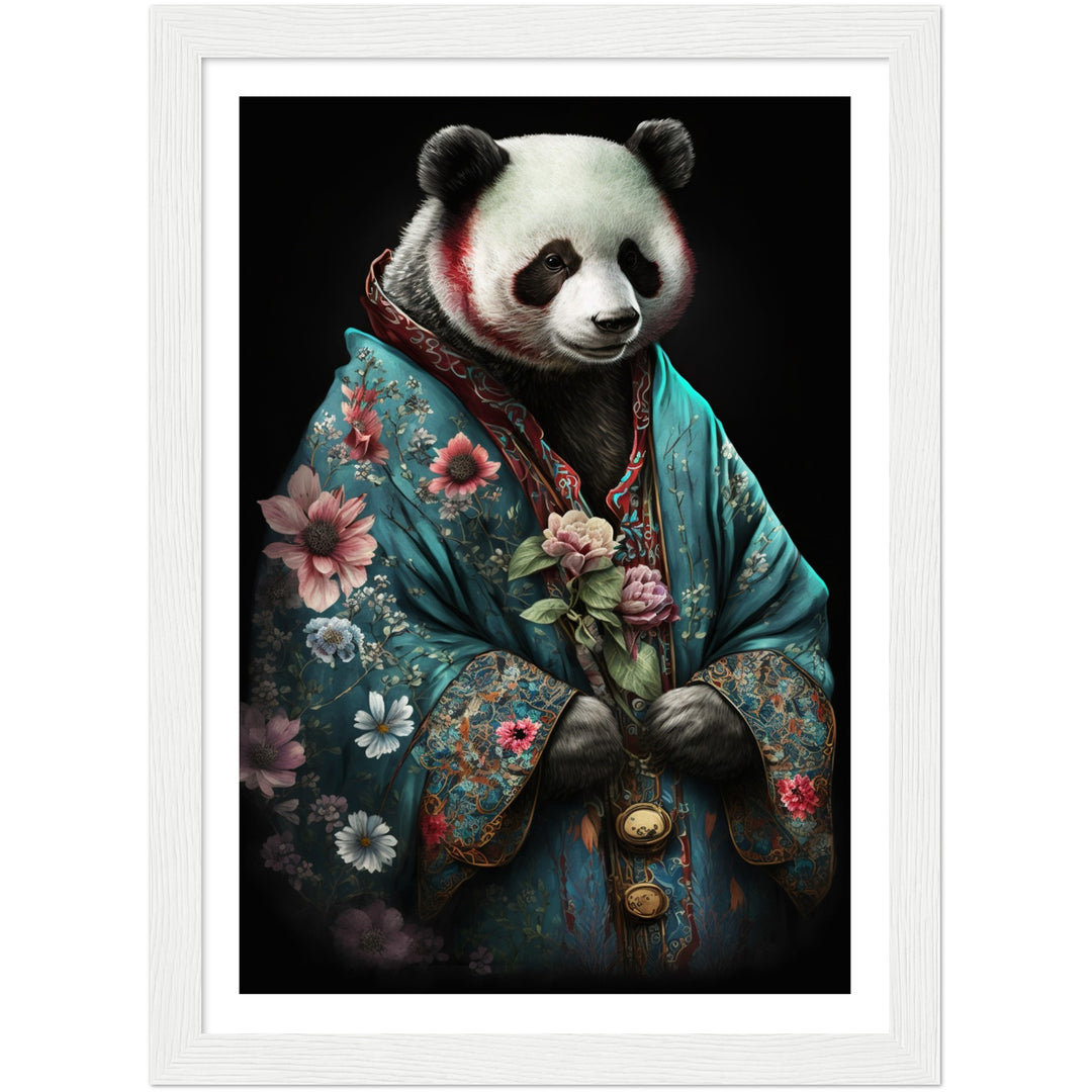 Panda in Kimono Illustration Wall Art Print