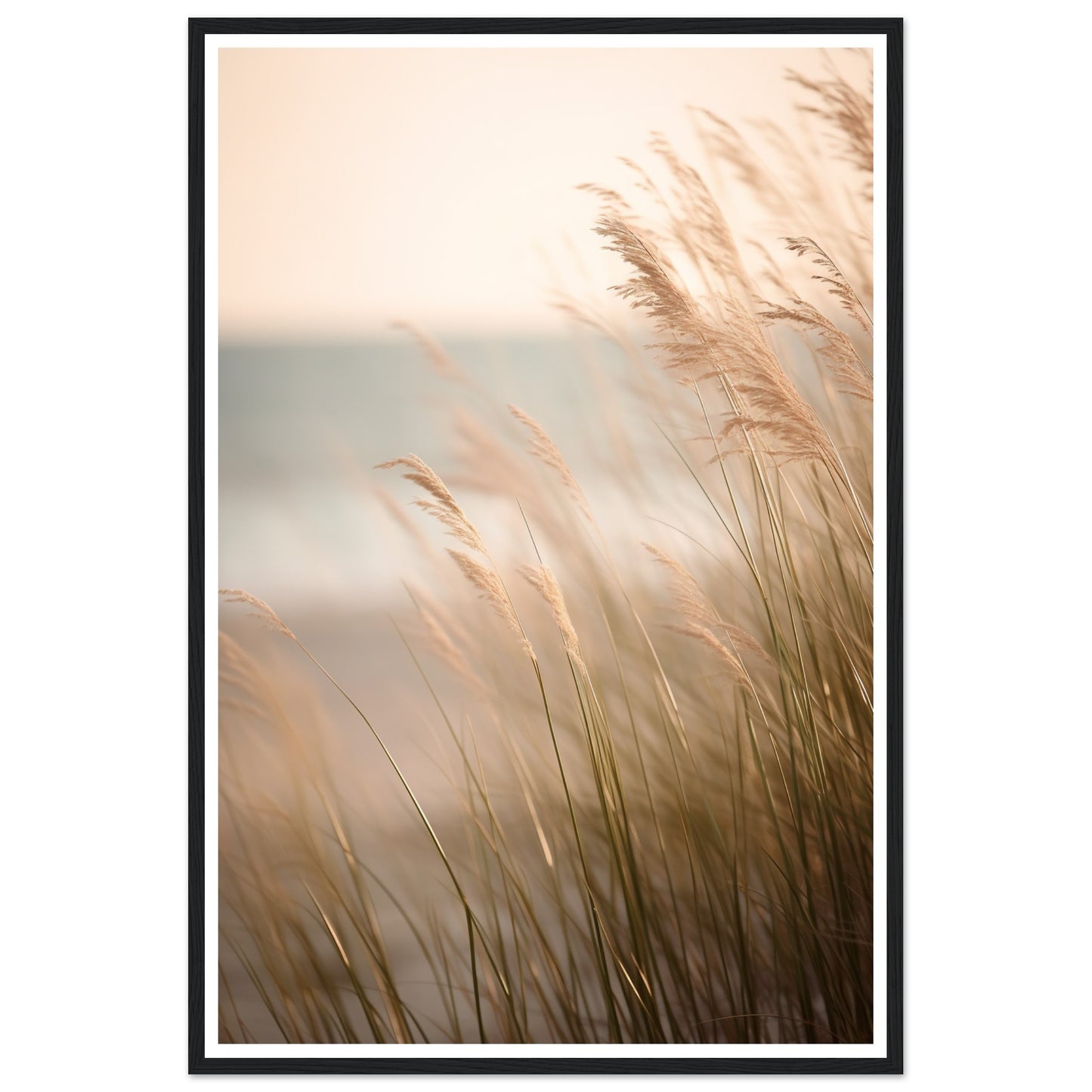 Hazy Beach Grass Close-Up Photograph Wall Art Print