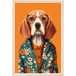 Load image into Gallery viewer, Fashionable Floral Beagle Dog Illustration Wall Art Print
