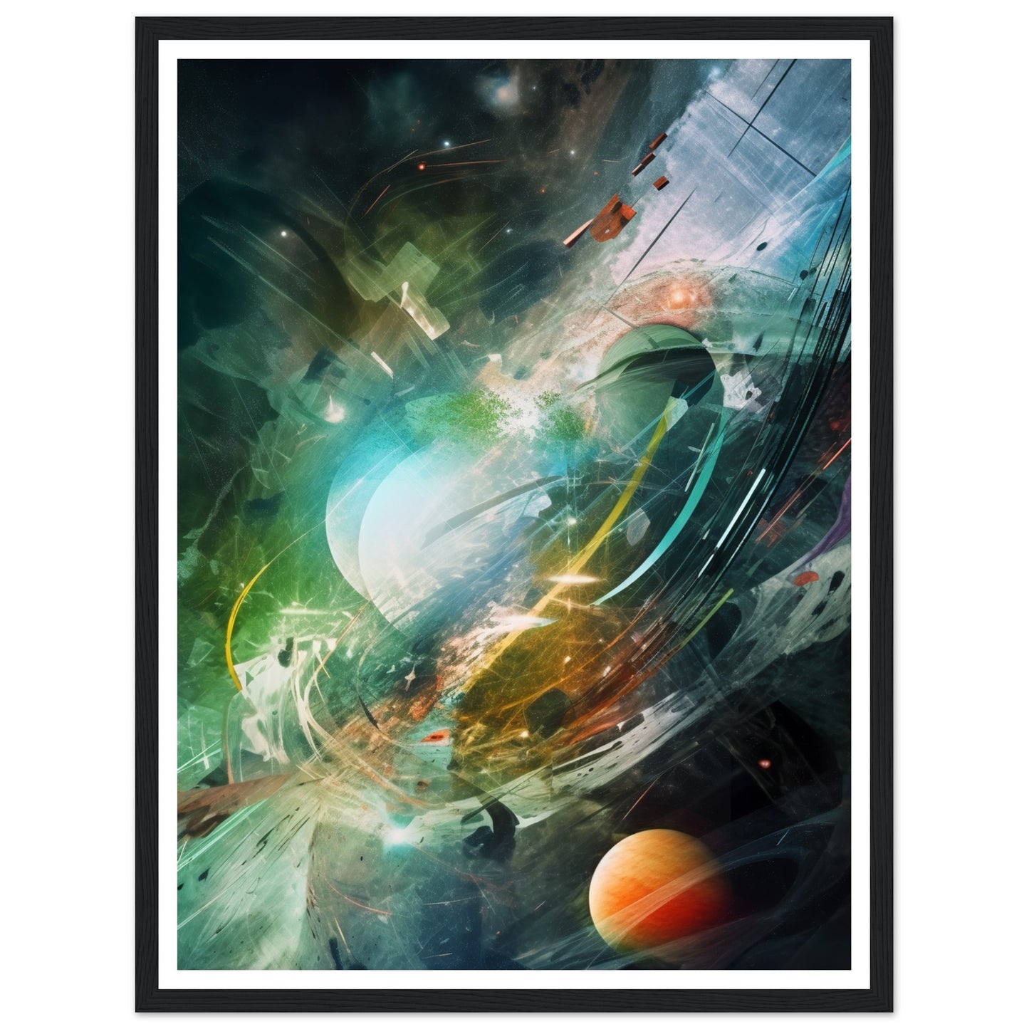 Otherworldly Celestial Abstract Collage Wall Art Print