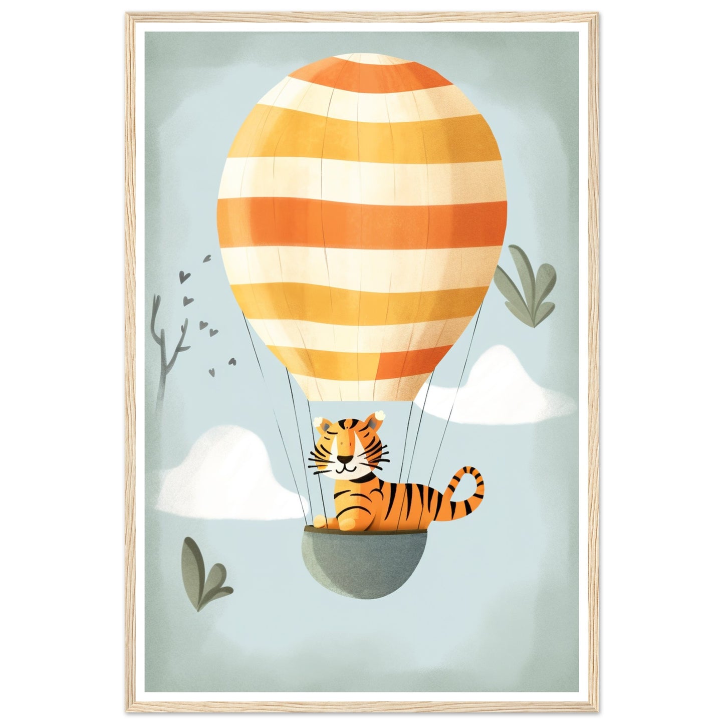 Tiger Hot Air Balloon Adventure Nursery Wall Art Print