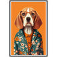 Fashionable Floral Beagle Dog Illustration Wall Art Print