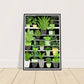 Vibrant Green House Plants in Monochrome Pots Wall Art Print