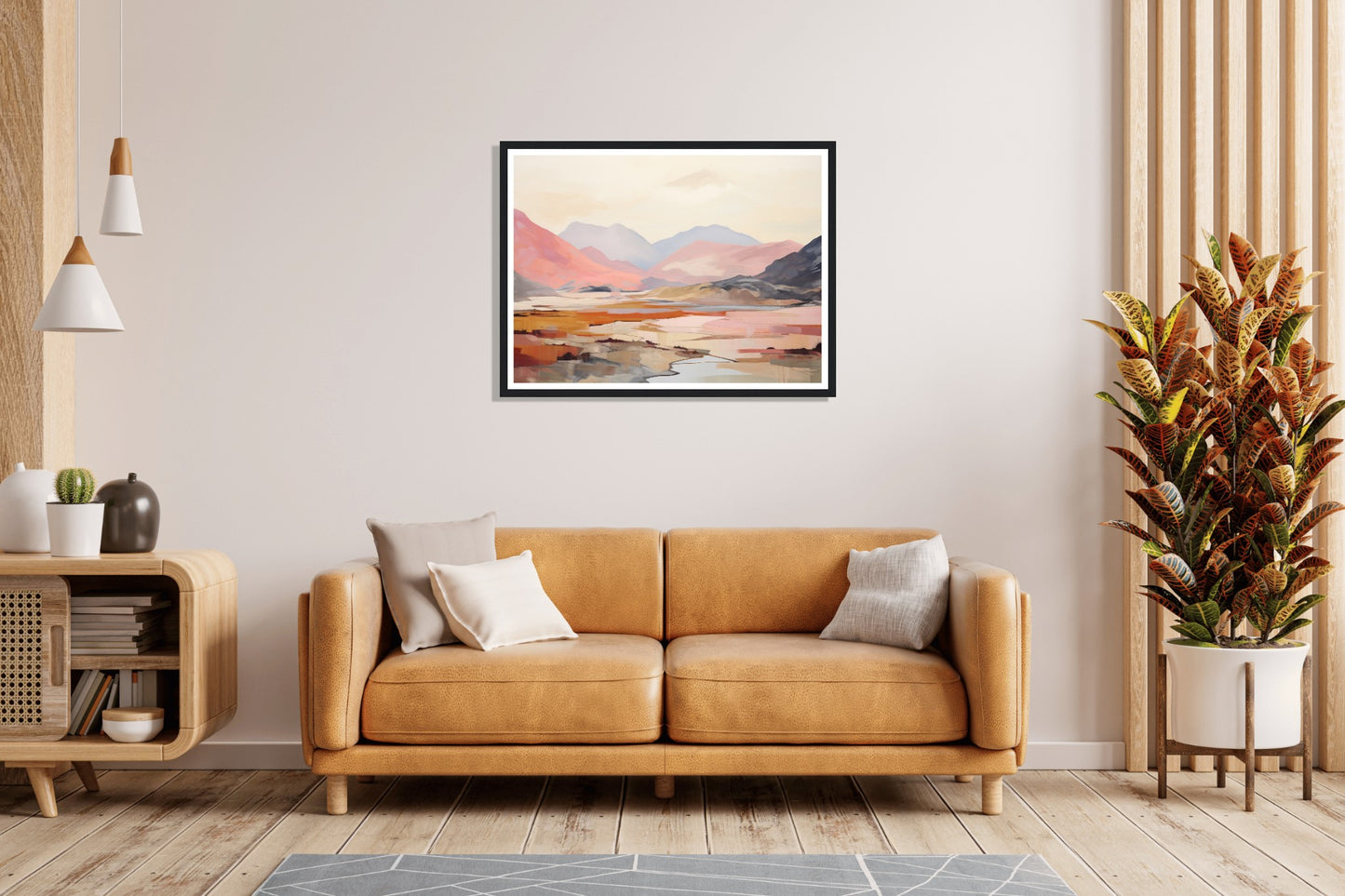 Pink and Grey Mountain Peaks Wall Art Print