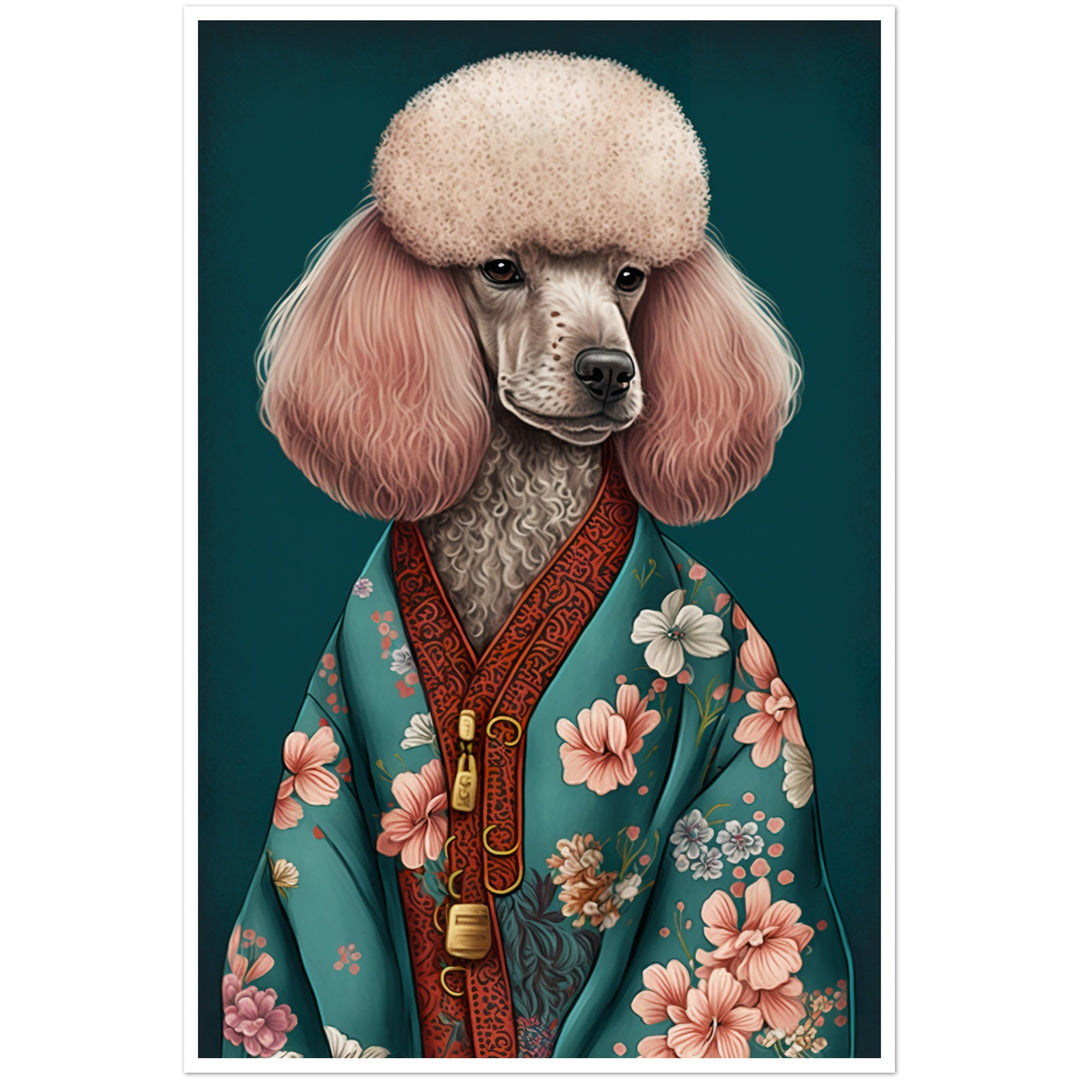 Poodle Dog in Kimono Wall Art Print