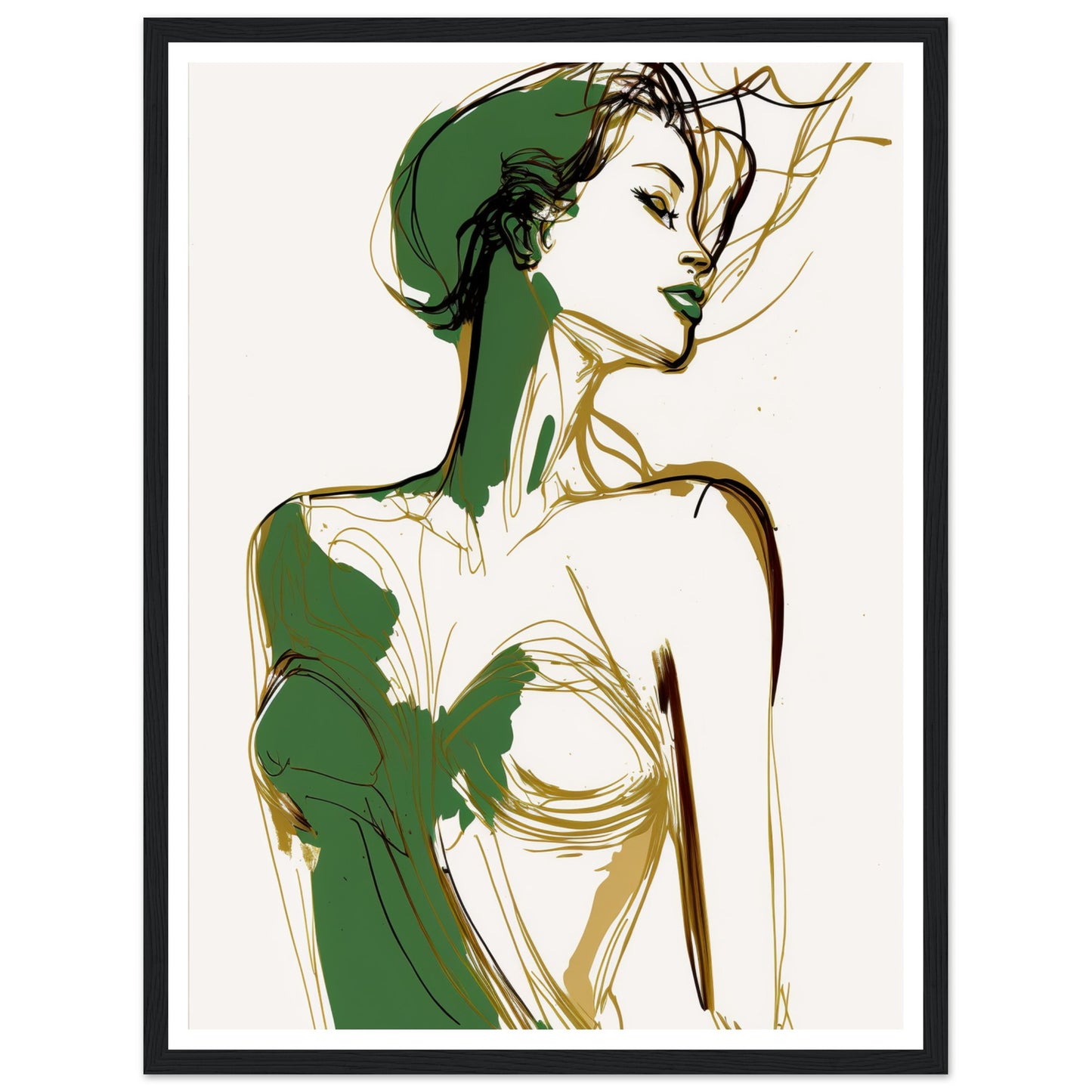 Sensual Woman in Green and Gold