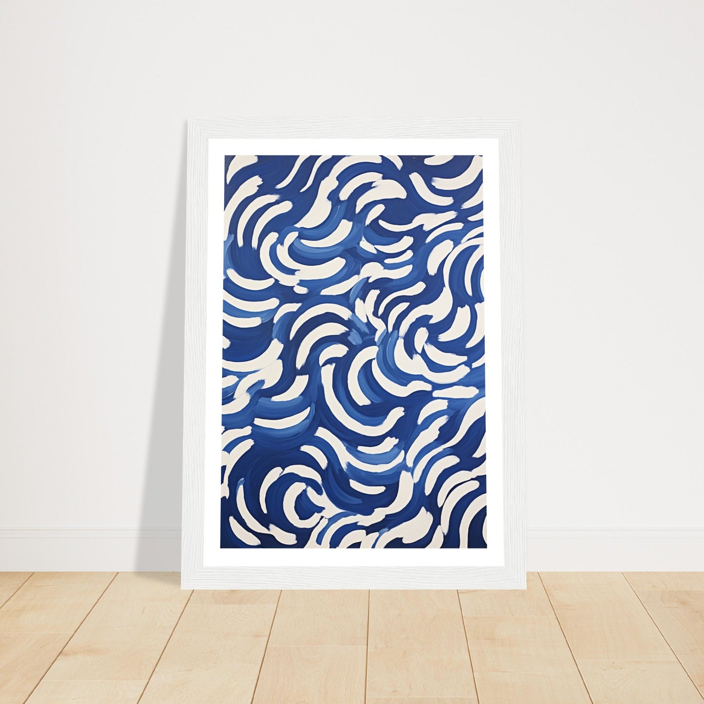 Blue Nautical Swirl Symphony Abstract Pattern Wall Art Print