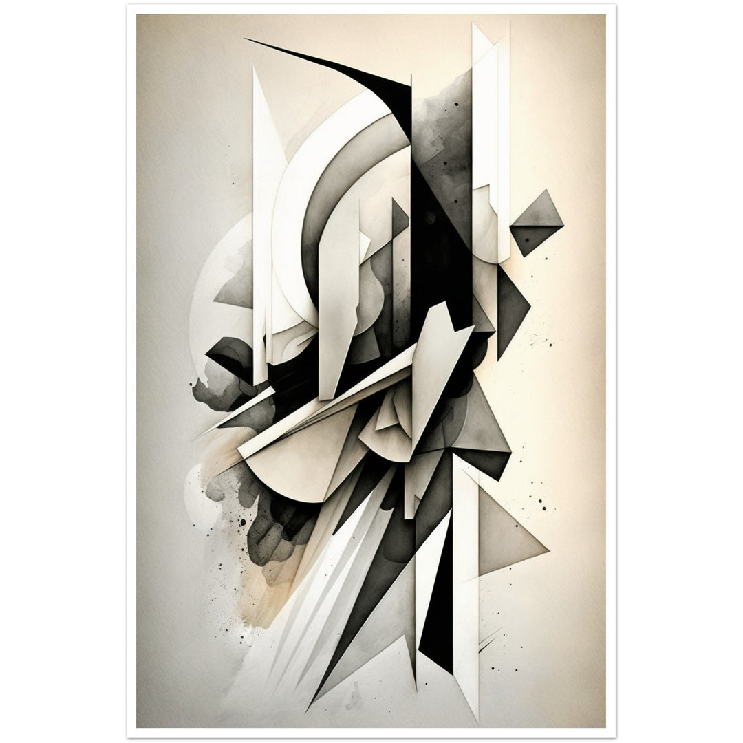 Modern Abstract Black and White Shapes Wall Art Print