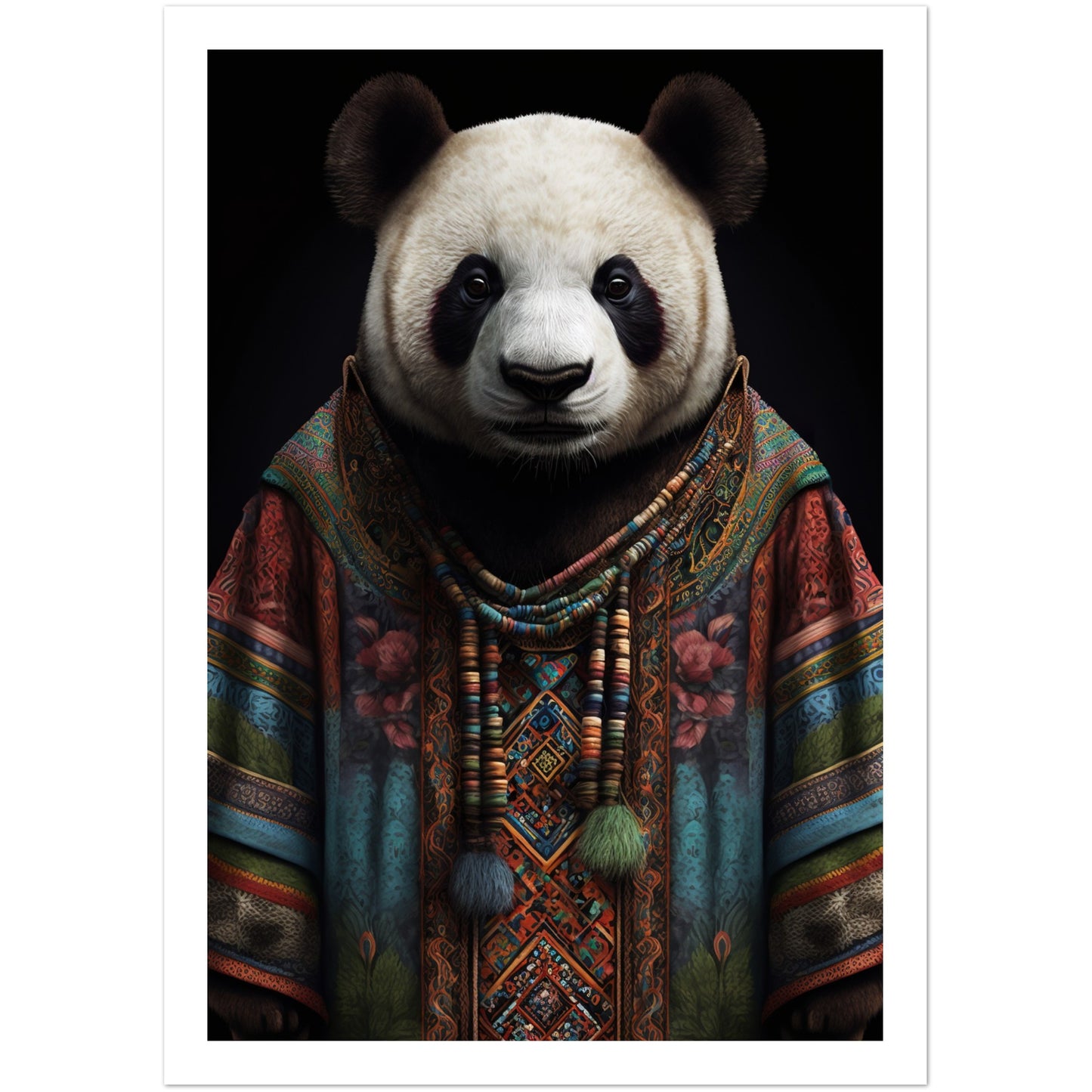 Boho Panda in Dashiki Wall Art Print