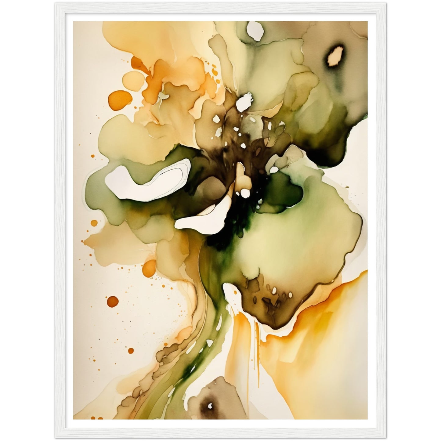 Nature's Analogous Symphony - Olive & Orange Watercolours Wall Art Print