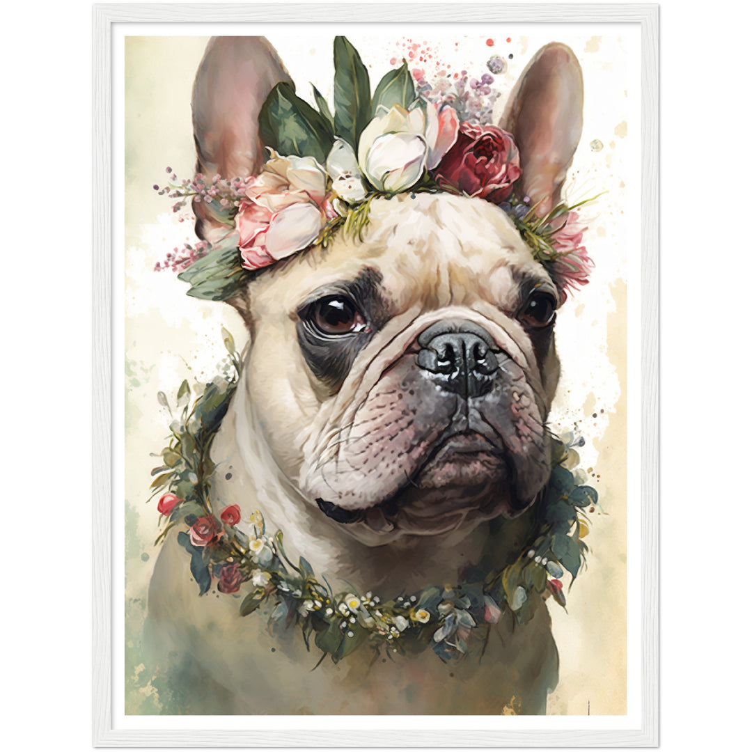 Flower Crown French Bulldog Regency Inspired Wall Art Print