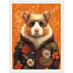 Load image into Gallery viewer, Floral Fashionista Hamster Illustration Wall Art Print