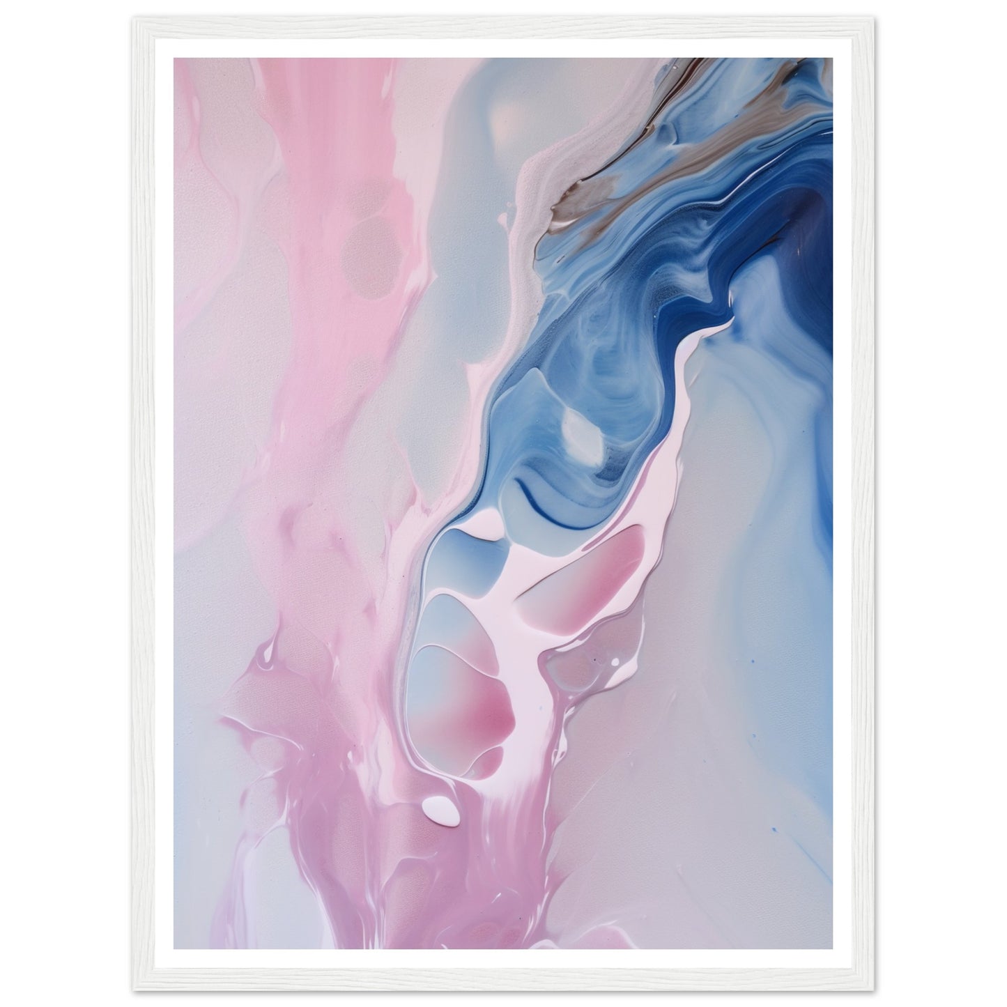 Whispering Pink and Blue Fluid Painting Wall Art Print