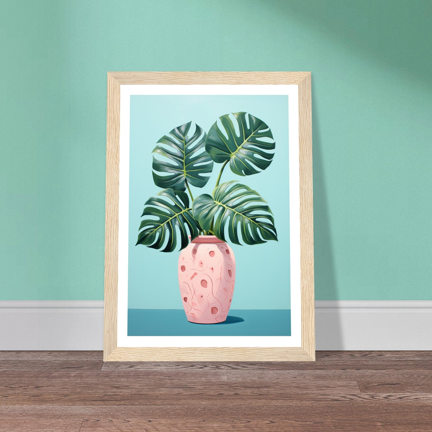 Symmetrical Monstera Plant Illustration Wall Art Print