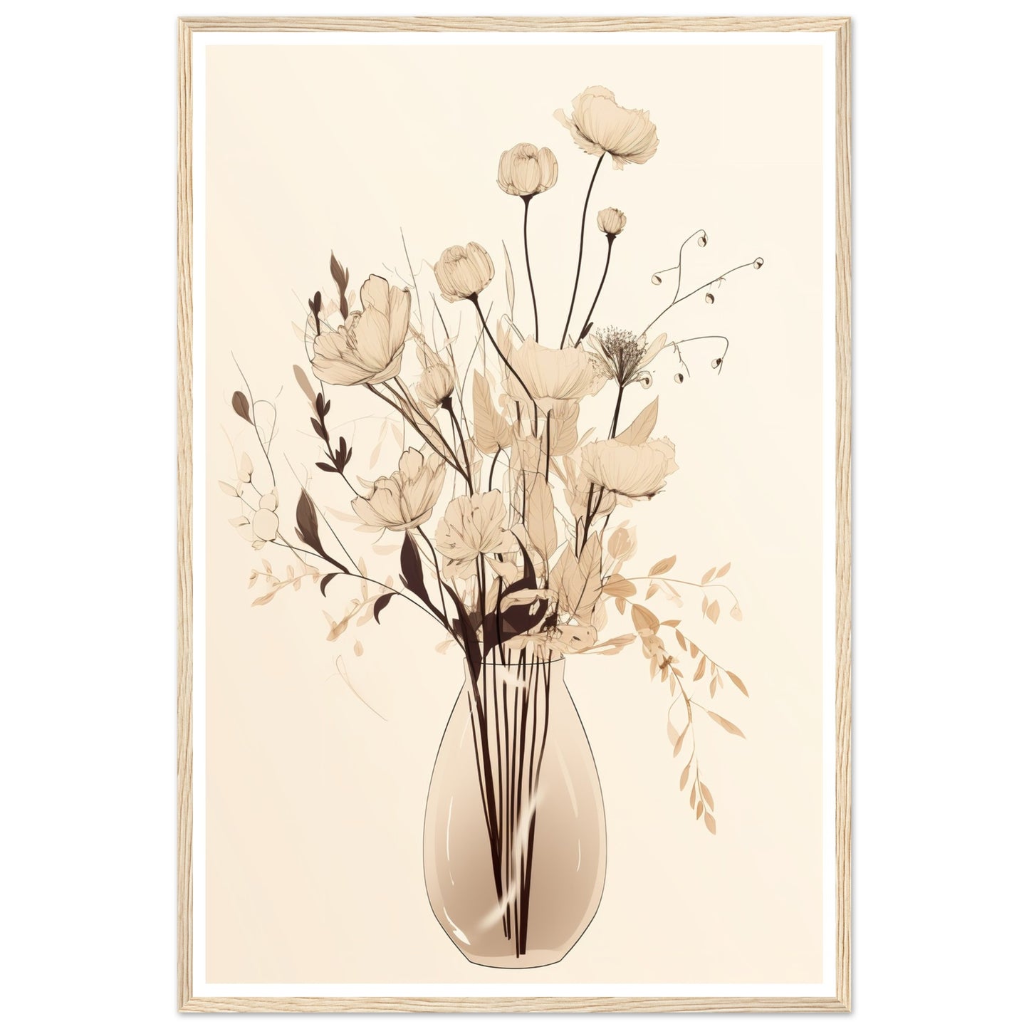 Minimalist Flower Bouquet in Earth Tones Wall Art Print