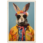 Load image into Gallery viewer, Whimsical Hippy Rabbit Flower Power Wall Art Print