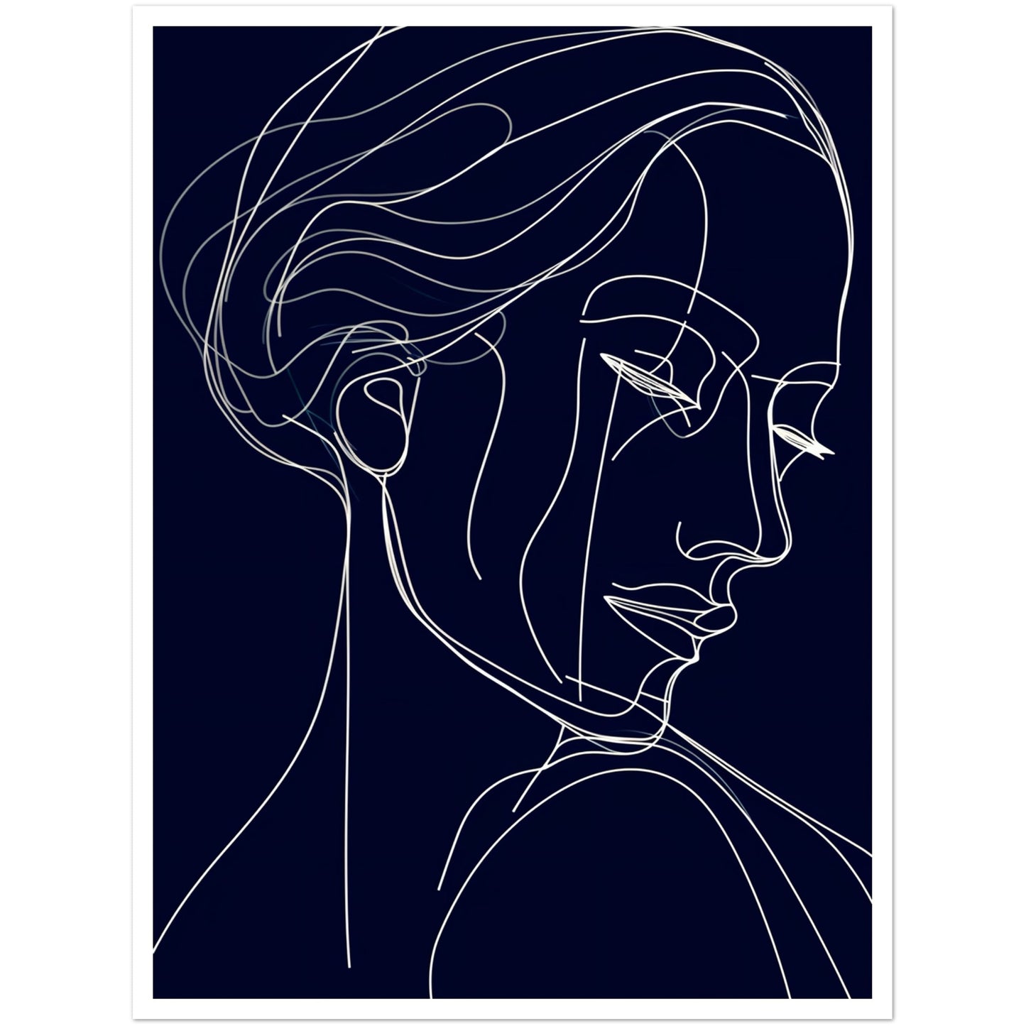 Graceful Contours - Minimalist Woman Portrait Wall Art Print