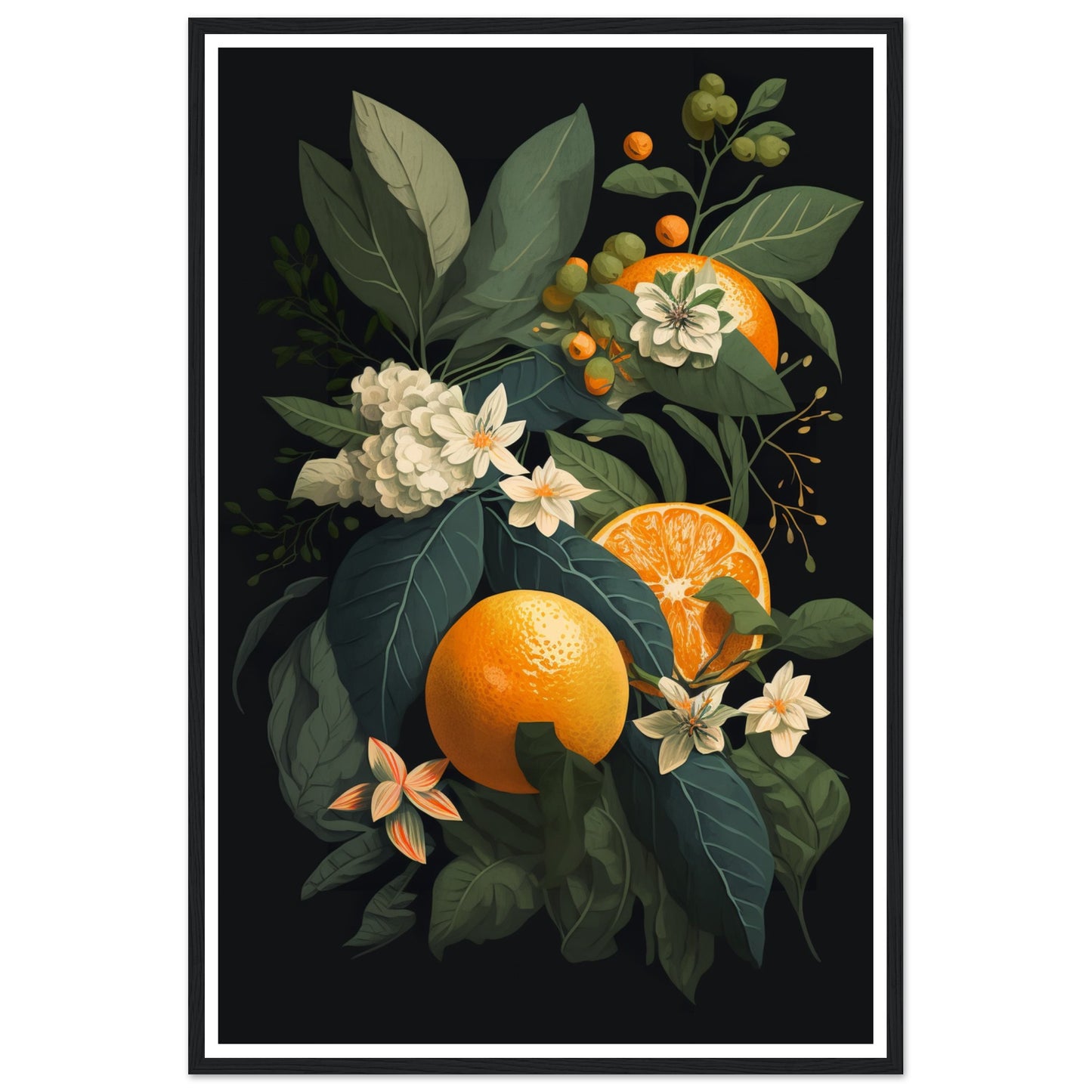 Tropical Orange Botanical Vignette Wall Art Print