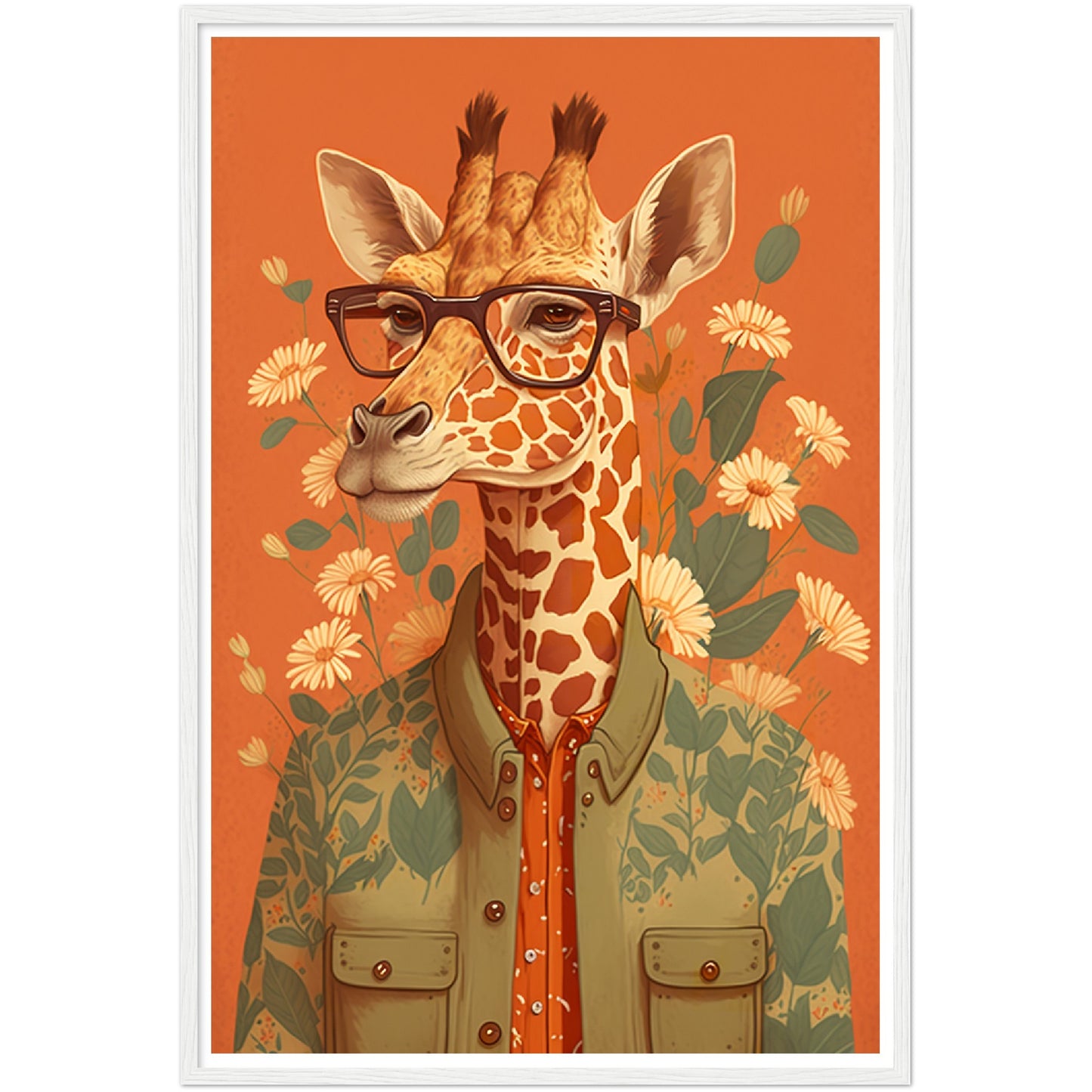 Giraffe Chic Illustration Wall Art Print