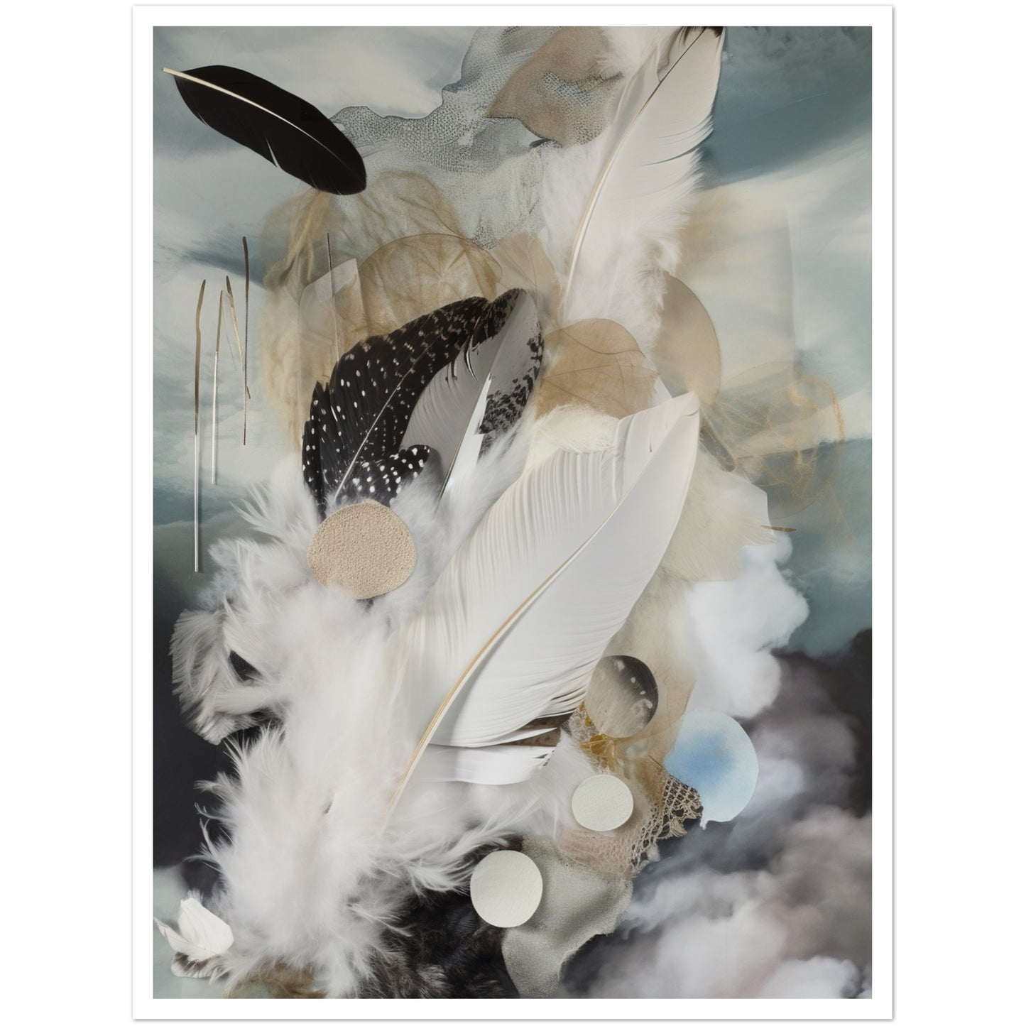 Calm Feathered Skies Abstract Feathers Wall Art Print