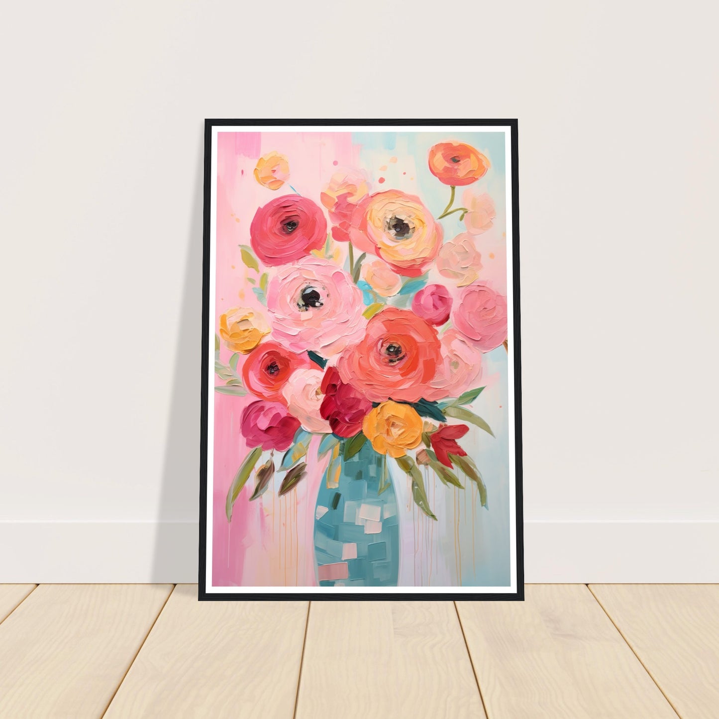 Vibrant Blooming Pink Flowers Wall Art Print