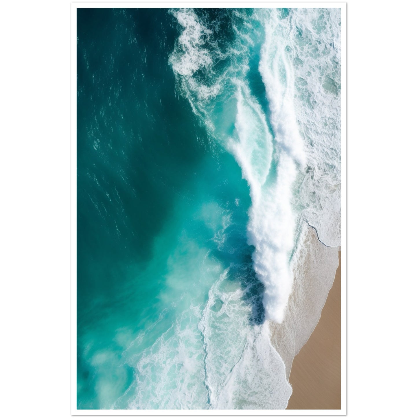 Blue Surge - Aerial Photograph of Ocean Waves Wall Art Print