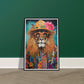 Flower Power Hippy Lion Wall Art Print