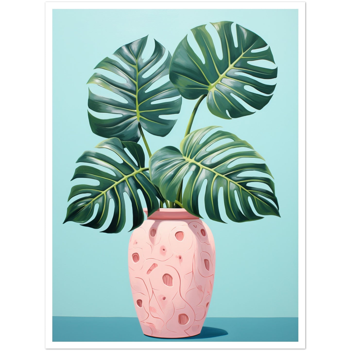 Symmetrical Monstera Plant Illustration Wall Art Print