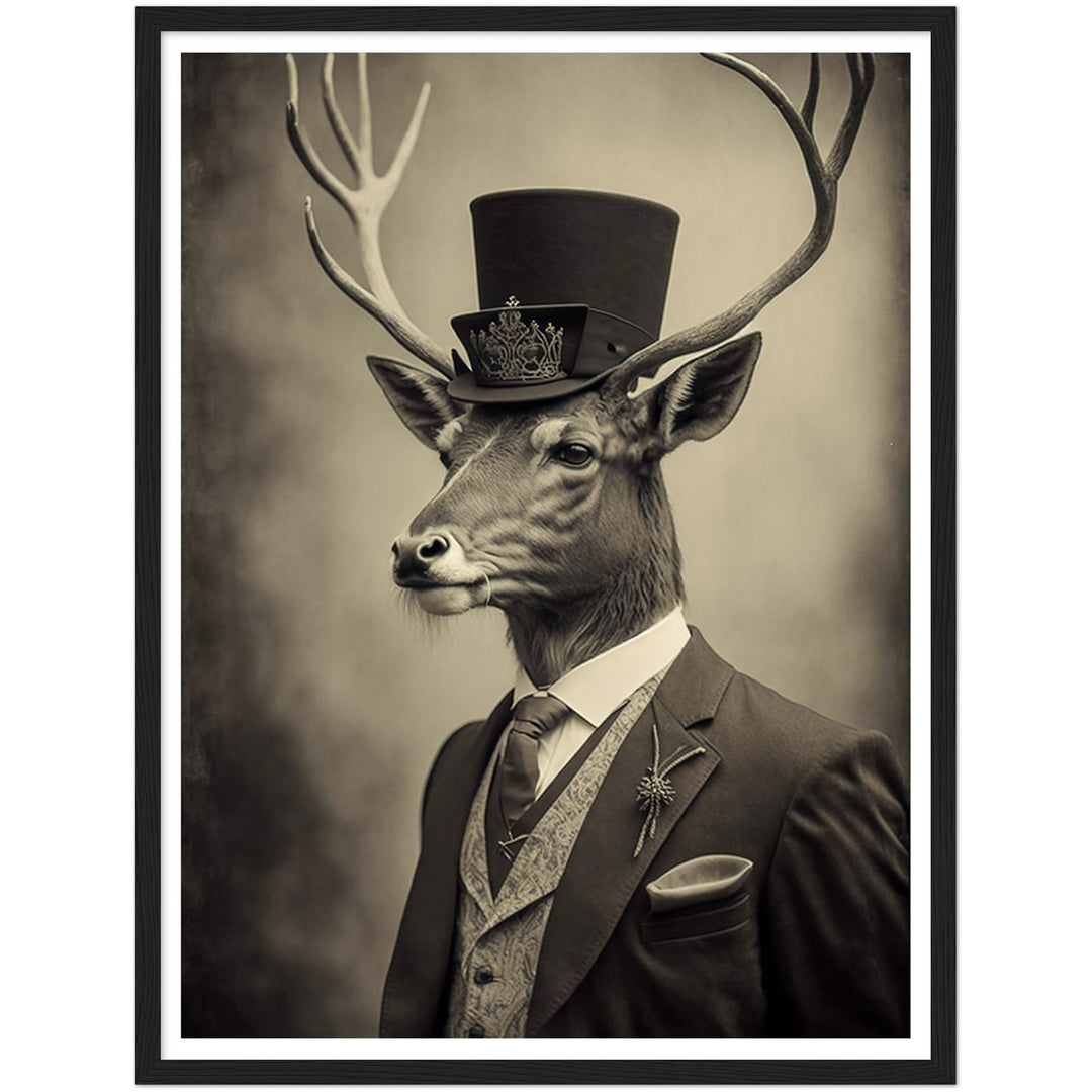 Vintage Stag Portraiture Wall Art Print