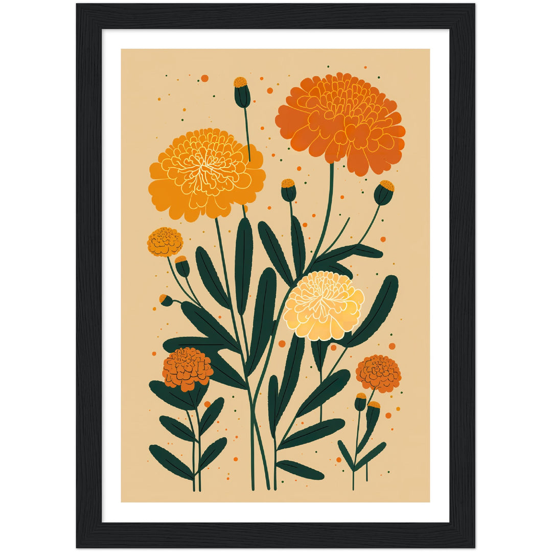 Marigold Minimalist Flower Bloom Wall Art Print