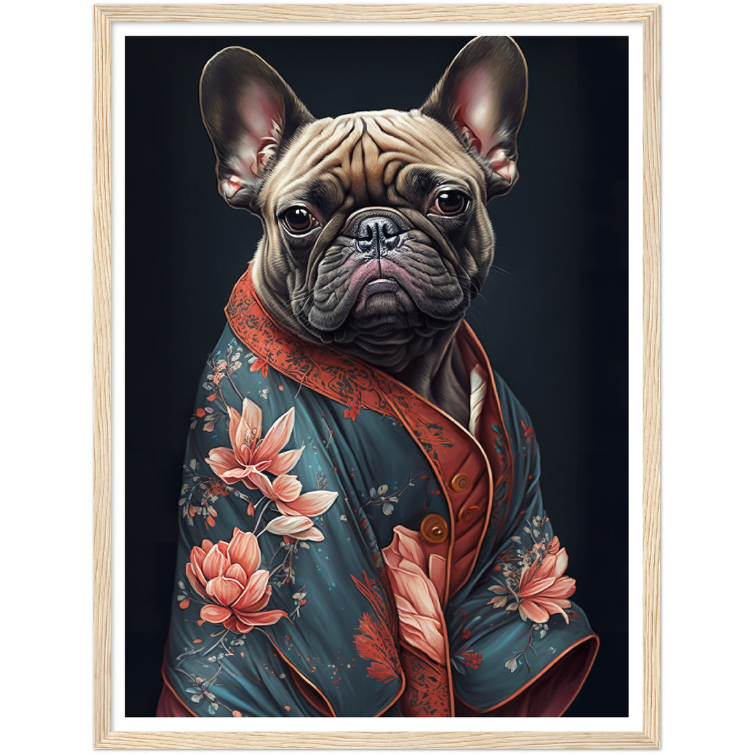French Bulldog in Kimono Wall Art Print