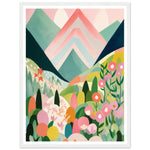Load image into Gallery viewer, Blushing Pink Peaks Vibrant Abstract Landscape Wall Art Print