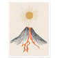 Stylised volcano with orange lava art print, unframed, 45x60 cm