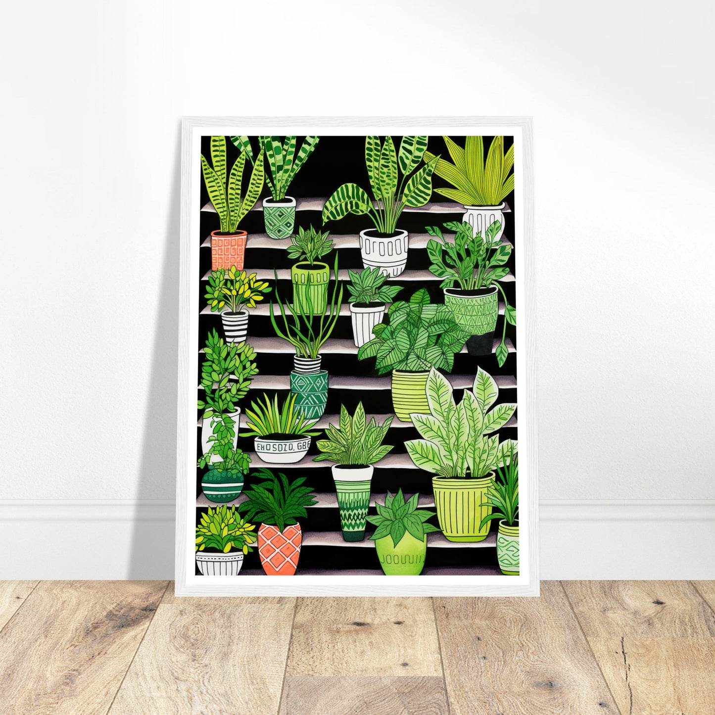 Vibrant Contrasting Potted House Plants Wall Art Print