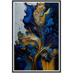 Load image into Gallery viewer, Golden Blue Waves Abstract Wall Art Print