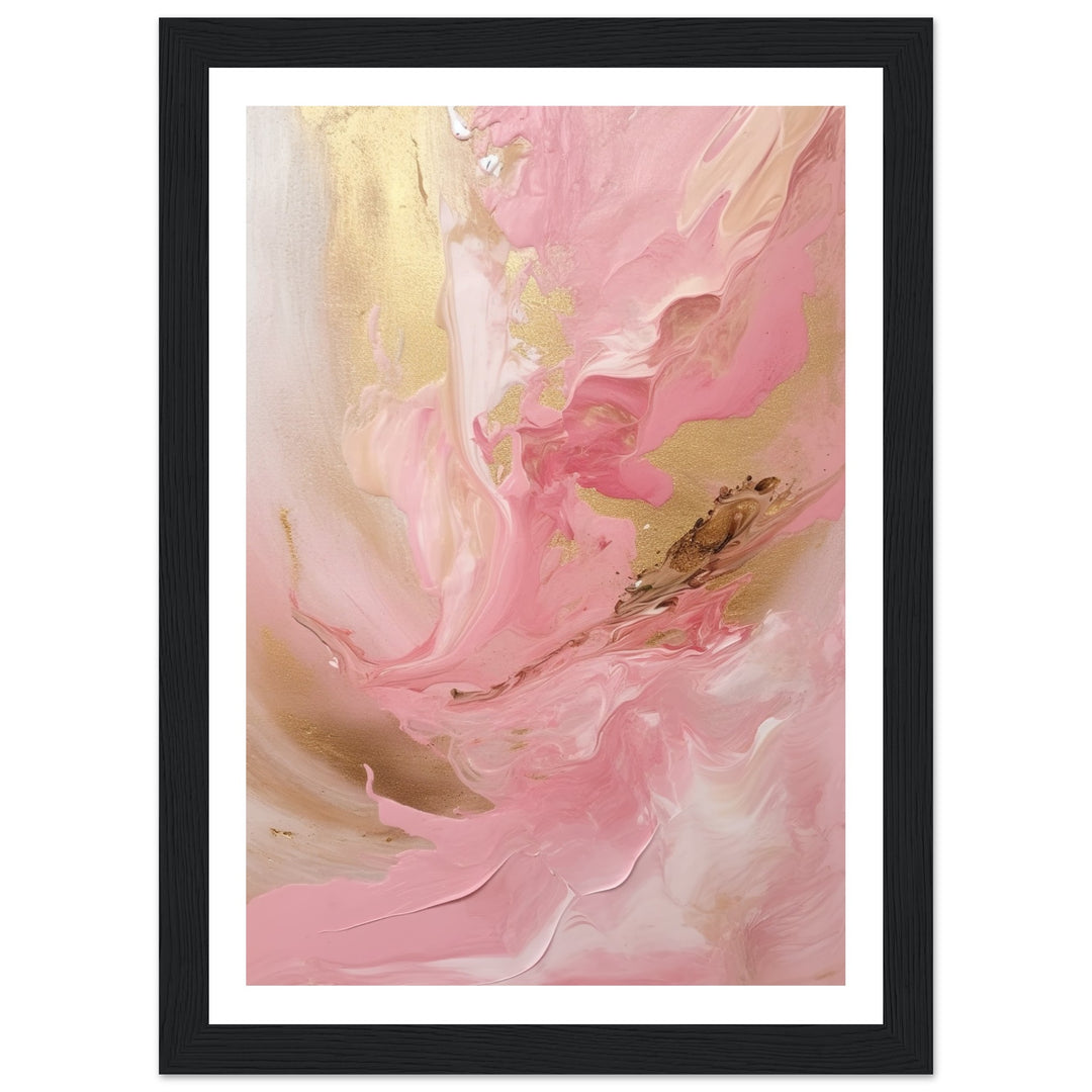 Melting Waves of Pink and Gold Abstract Painting Wall Art Print