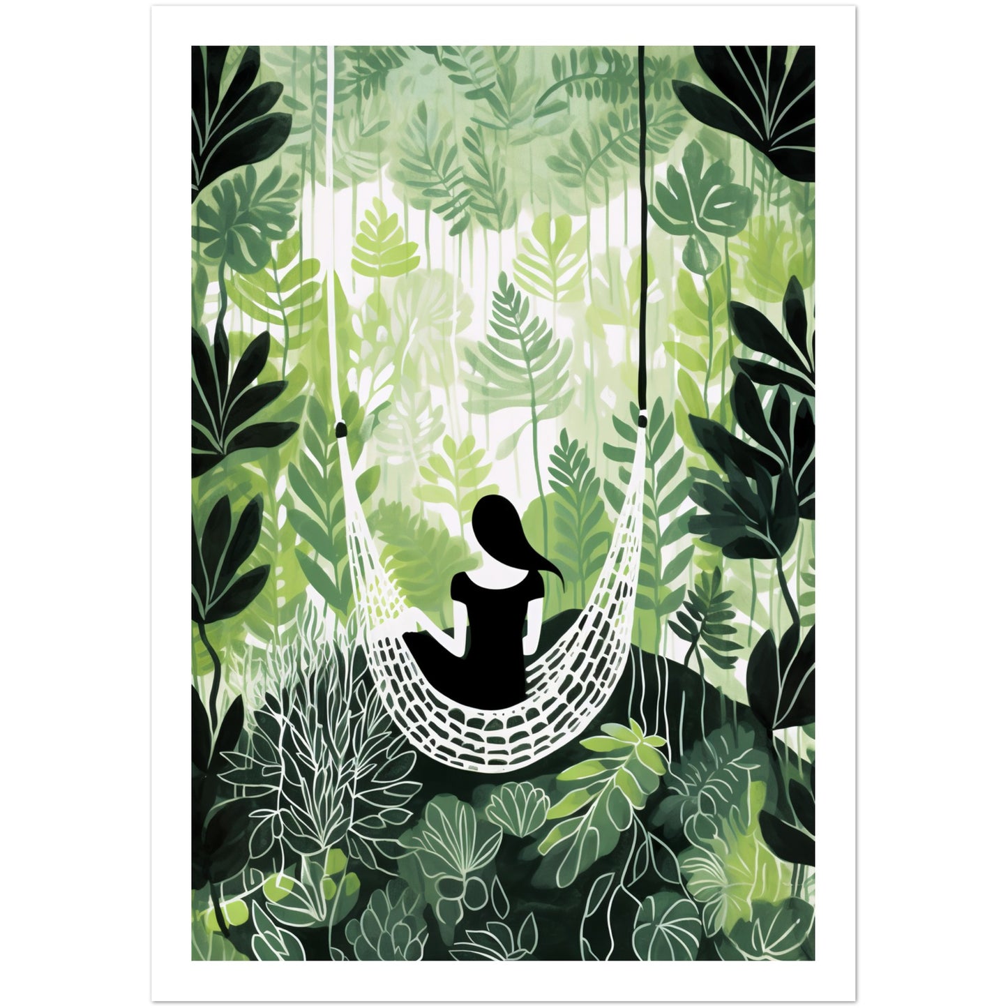 Minimalist Hammock In Lush Chic Garden Wall Art Print