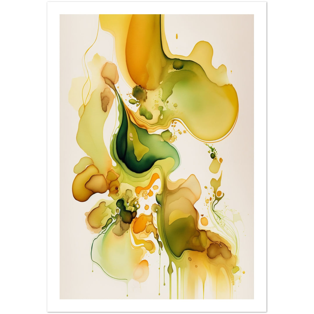 Nature's Chromatic Symphony - Mustard Edition Watercolour Wall Art Print