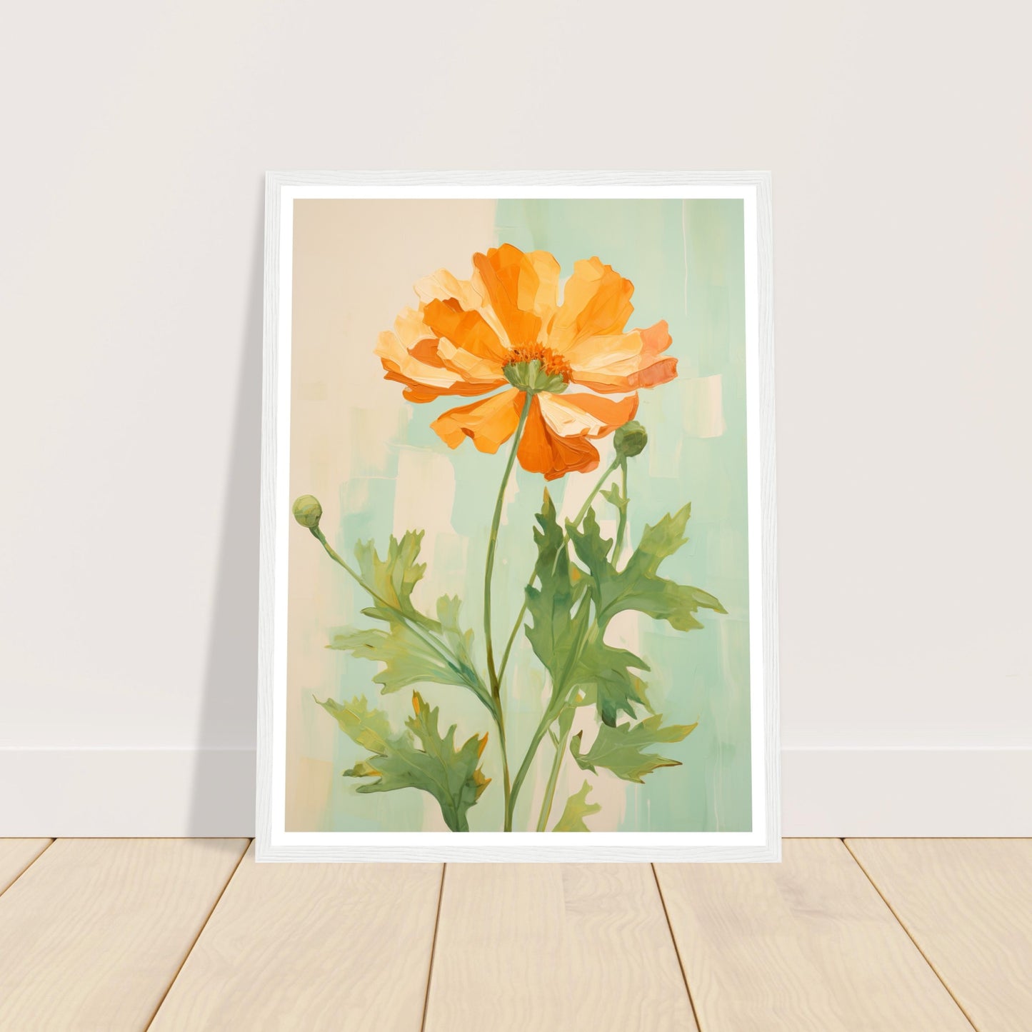 Marigold Flower in Soft Earthy Hues Wall Art Print