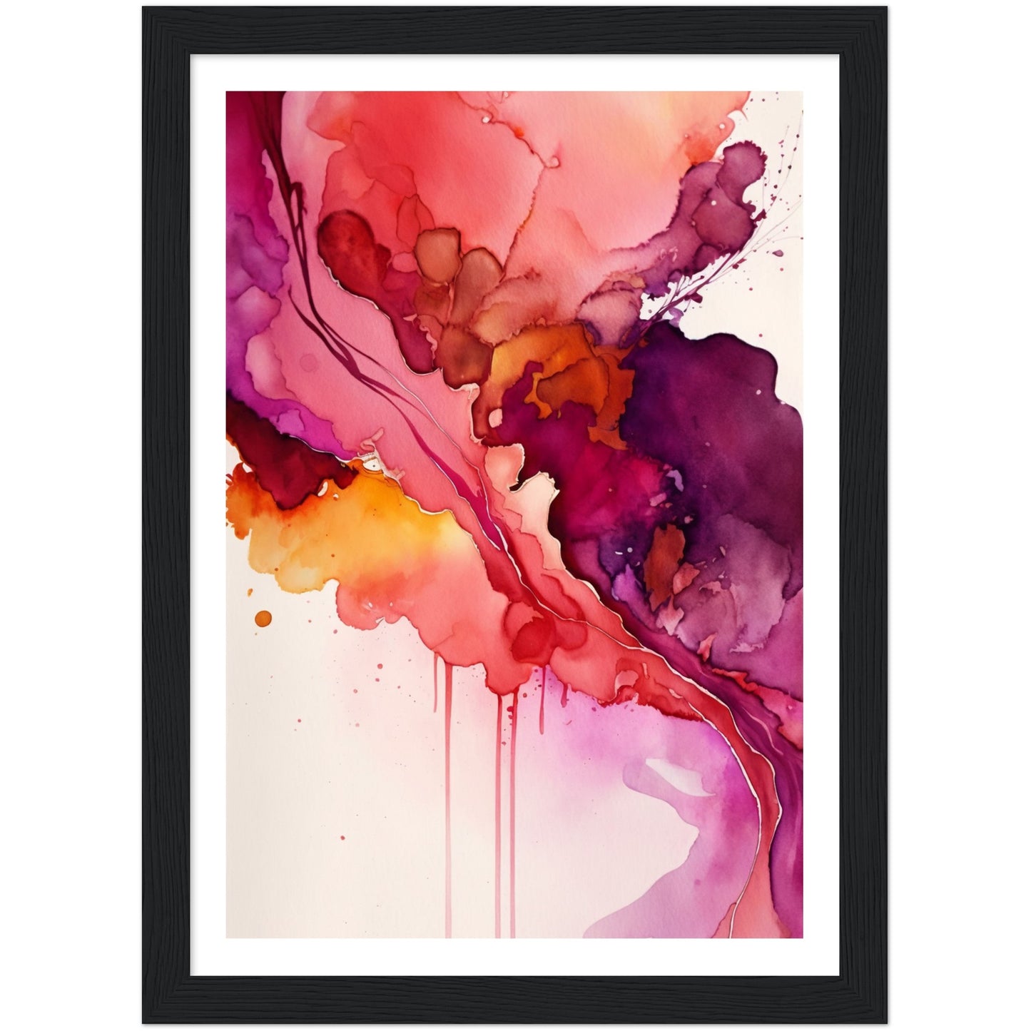 Nature's Analogous Symphony - Fuchsia Watercolour Wall Art Print