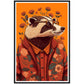 Charming Floral Badger Animal Portraiture Wall Art Print