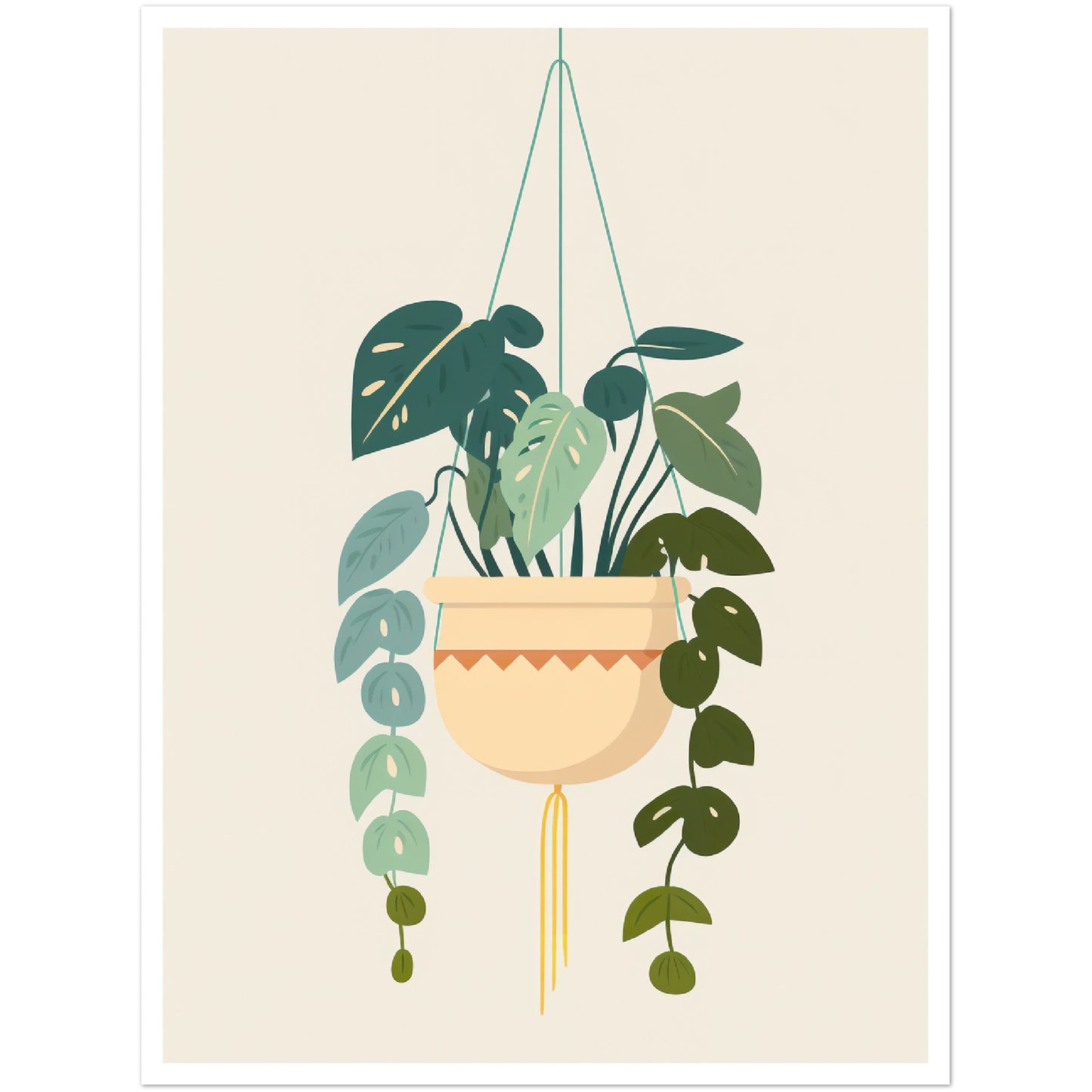 Macrame Trendy Plant Pot Wall Art Print