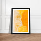 Couple Kissing Orange and Yellow Painting Wall Art Print