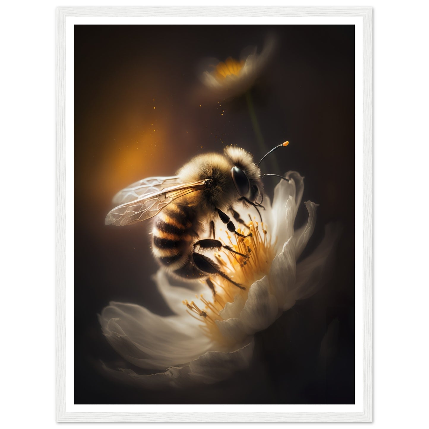 Close-Up of Bee and Flower Photograph Wall Art Print