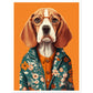 Fashionable Floral Beagle Dog Illustration Wall Art Print