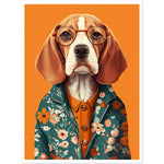 Load image into Gallery viewer, Fashionable Floral Beagle Dog Illustration Wall Art Print