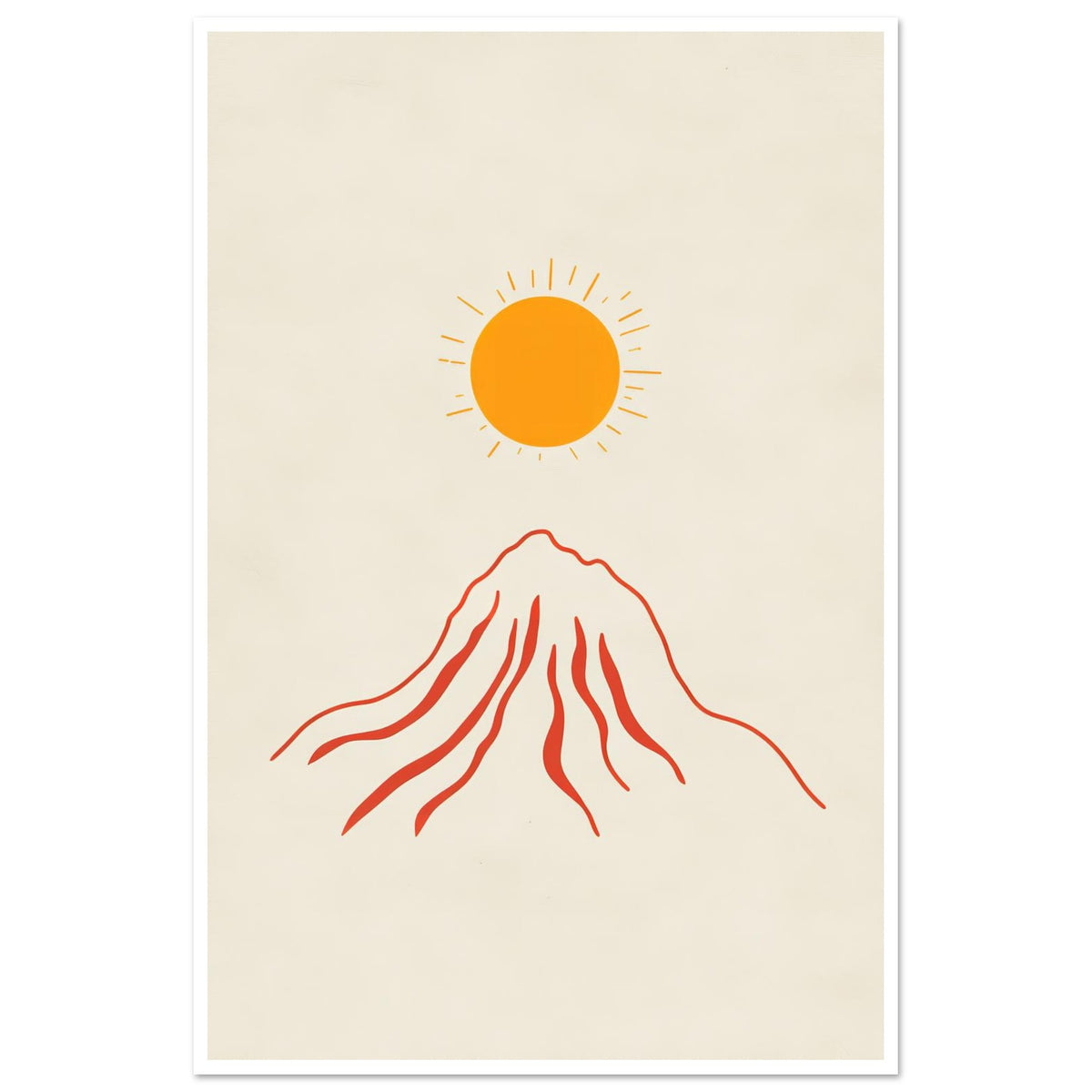 Orange sun over red mountain art print, unframed, 60x90 cm
